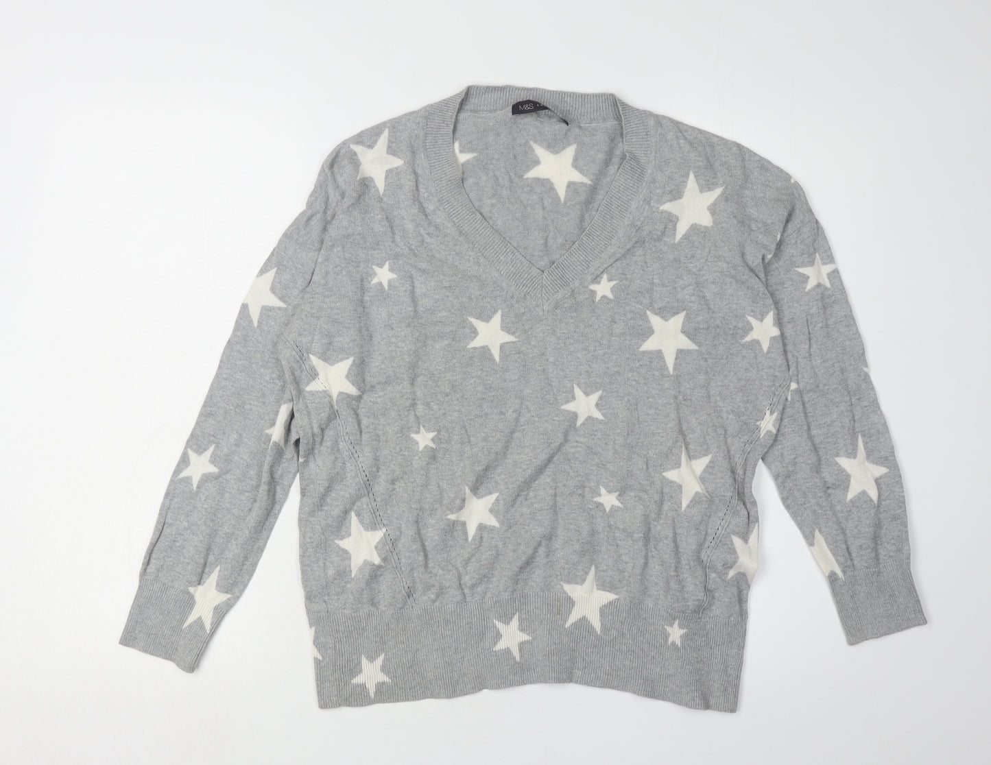 Marks and Spencer Women's Grey Star Pullover Jumper M