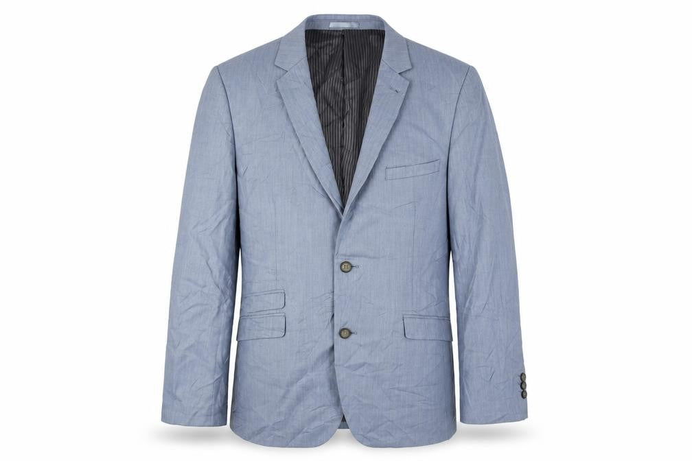 Front view of Greenwoods Men's Slim Fit Blue Blazer, size 44R