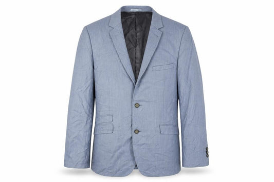 Front view of Greenwoods Men's Slim Fit Blue Blazer, size 44R