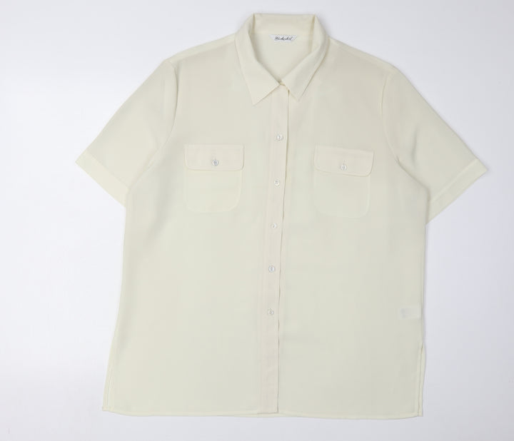 Berkertex Women Ivory Button-Up Shirt Size 18