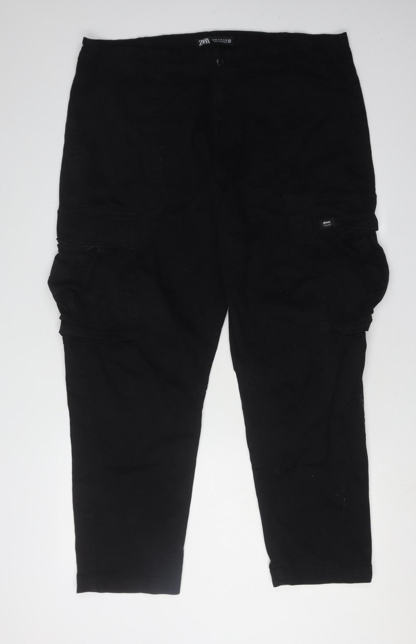 Zara Men's Black 36 Cargo Jeans - Cotton Elastodiene