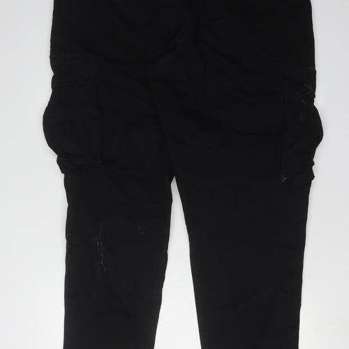 Zara Men's Black 36 Cargo Jeans - Cotton Elastodiene