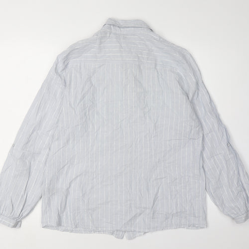 Debenhams Women's White Striped Button-Up Shirt Size 14