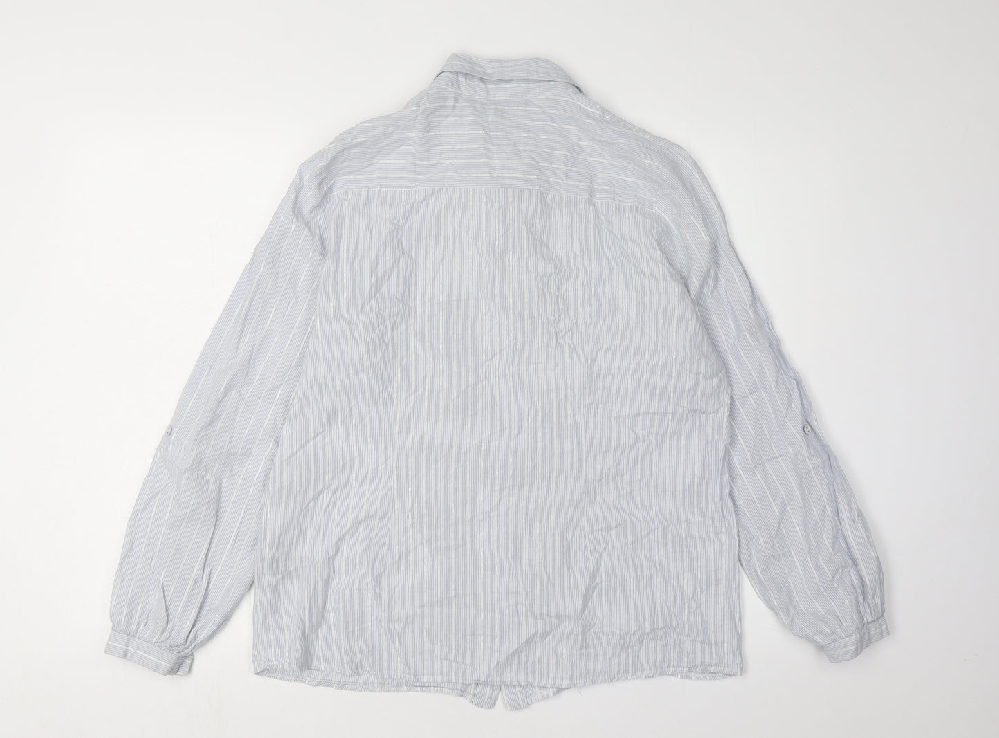 Debenhams Women's White Striped Button-Up Shirt Size 14