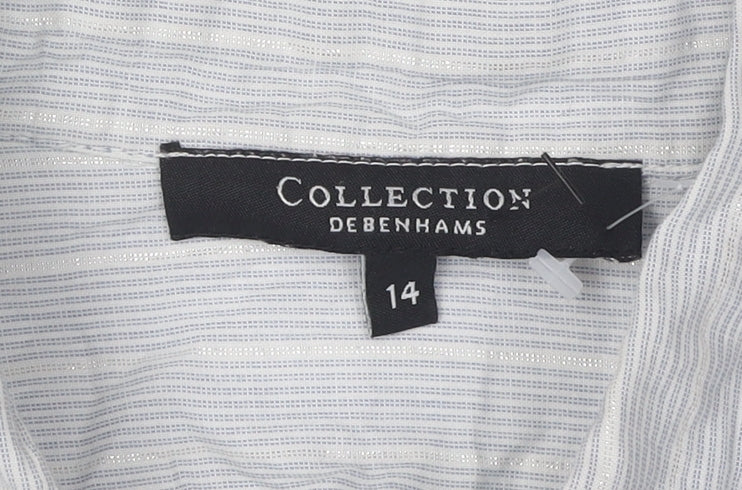Debenhams Women's White Striped Button-Up Shirt Size 14