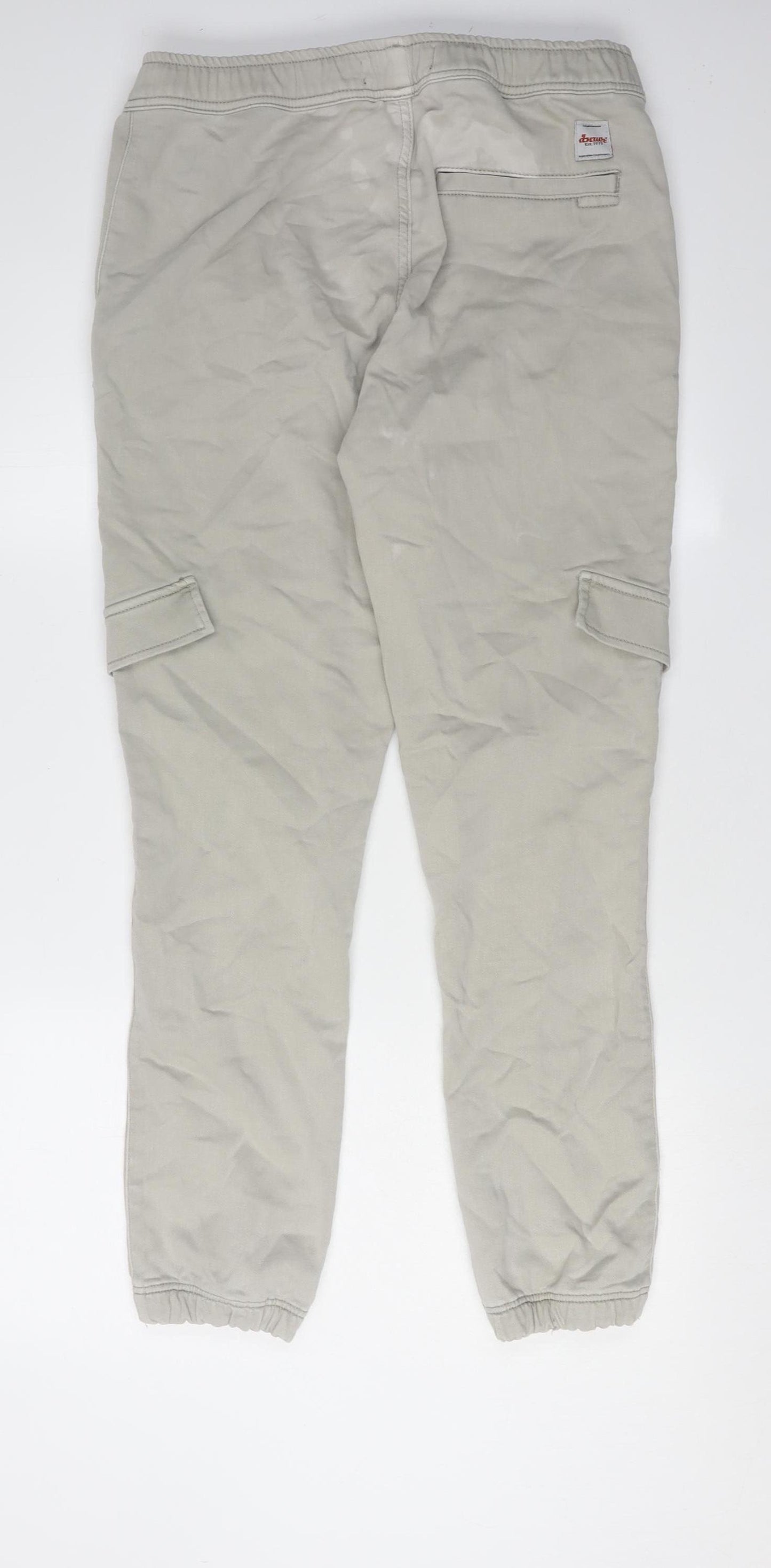 Zara Men's Beige Cargo Trousers, Size M, Relaxed Fit