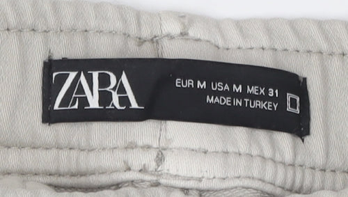 Zara Men's Beige Cargo Trousers, Size M, Relaxed Fit