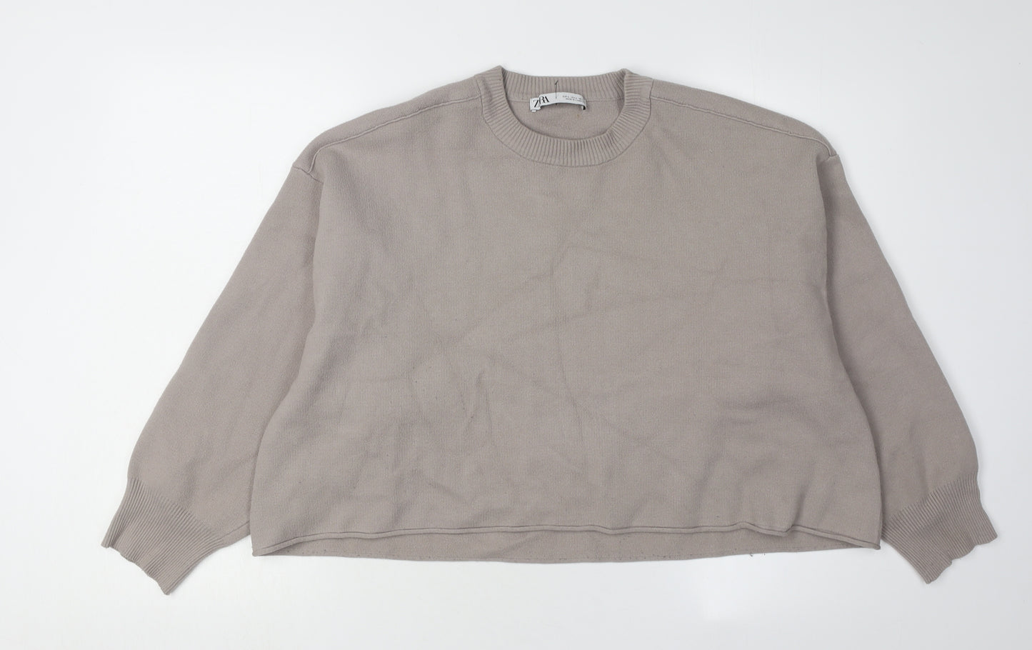 Zara Women's Beige Crew Neck Jumper Size L
