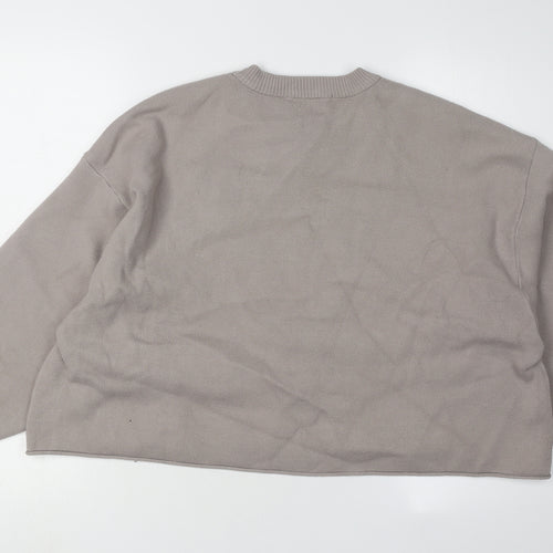 Zara Women's Beige Crew Neck Jumper Size L