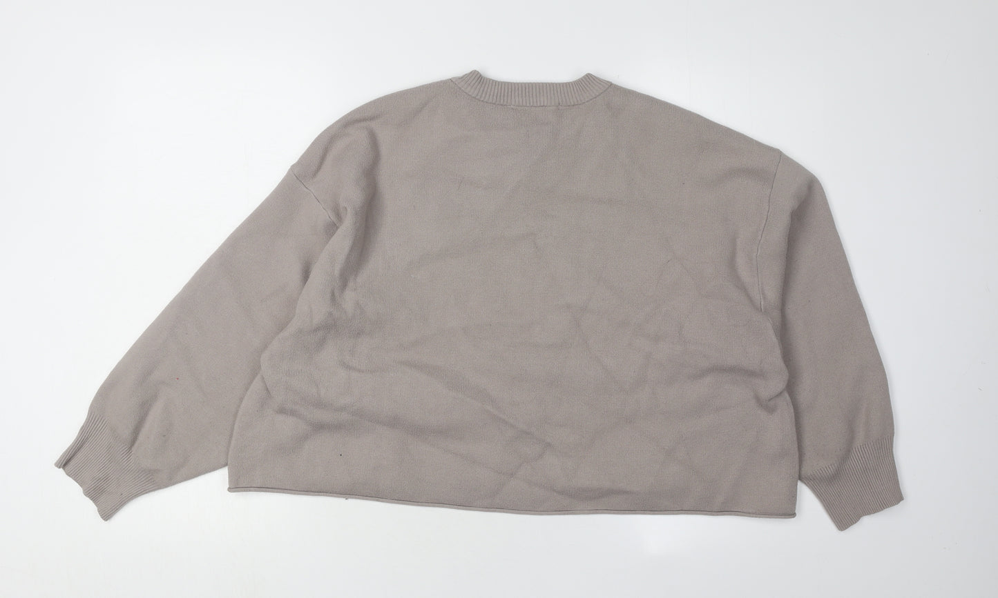 Zara Women's Beige Crew Neck Jumper Size L