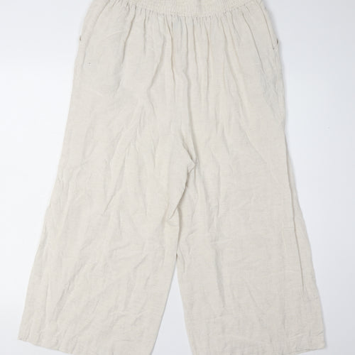 Next Women's Beige Wide-Leg Trousers Size 14