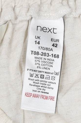 Next Women's Beige Wide-Leg Trousers Size 14