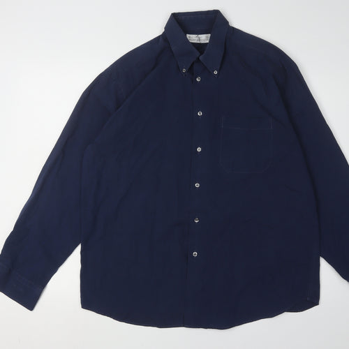 Marks and Spencer Men's Blue Long Sleeve Shirt Size 16