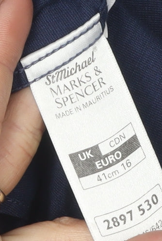 Marks and Spencer Men's Blue Long Sleeve Shirt Size 16
