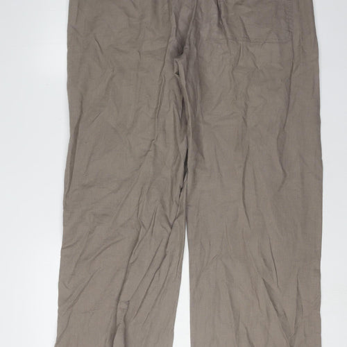 Topman Men's Beige Linen Trousers Size 32 Regular Fit