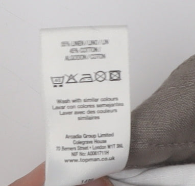 Topman Men's Beige Linen Trousers Size 32 Regular Fit