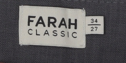 Farah Men's Grey Classic Trousers, Size 34