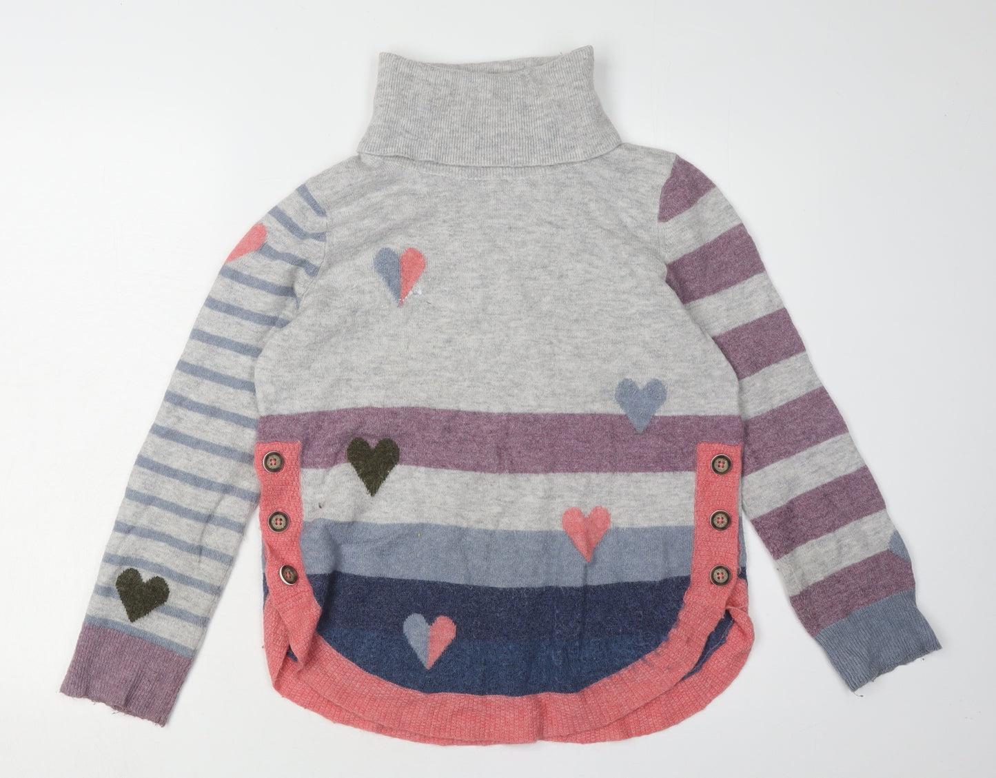 White Stuff Women's Multicoloured Roll Neck Jumper, Size 10