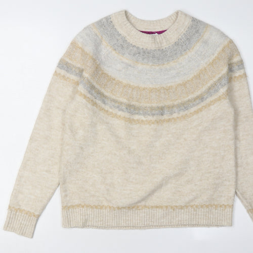 Mantaray Women's Beige Fair Isle Pullover, Size 10