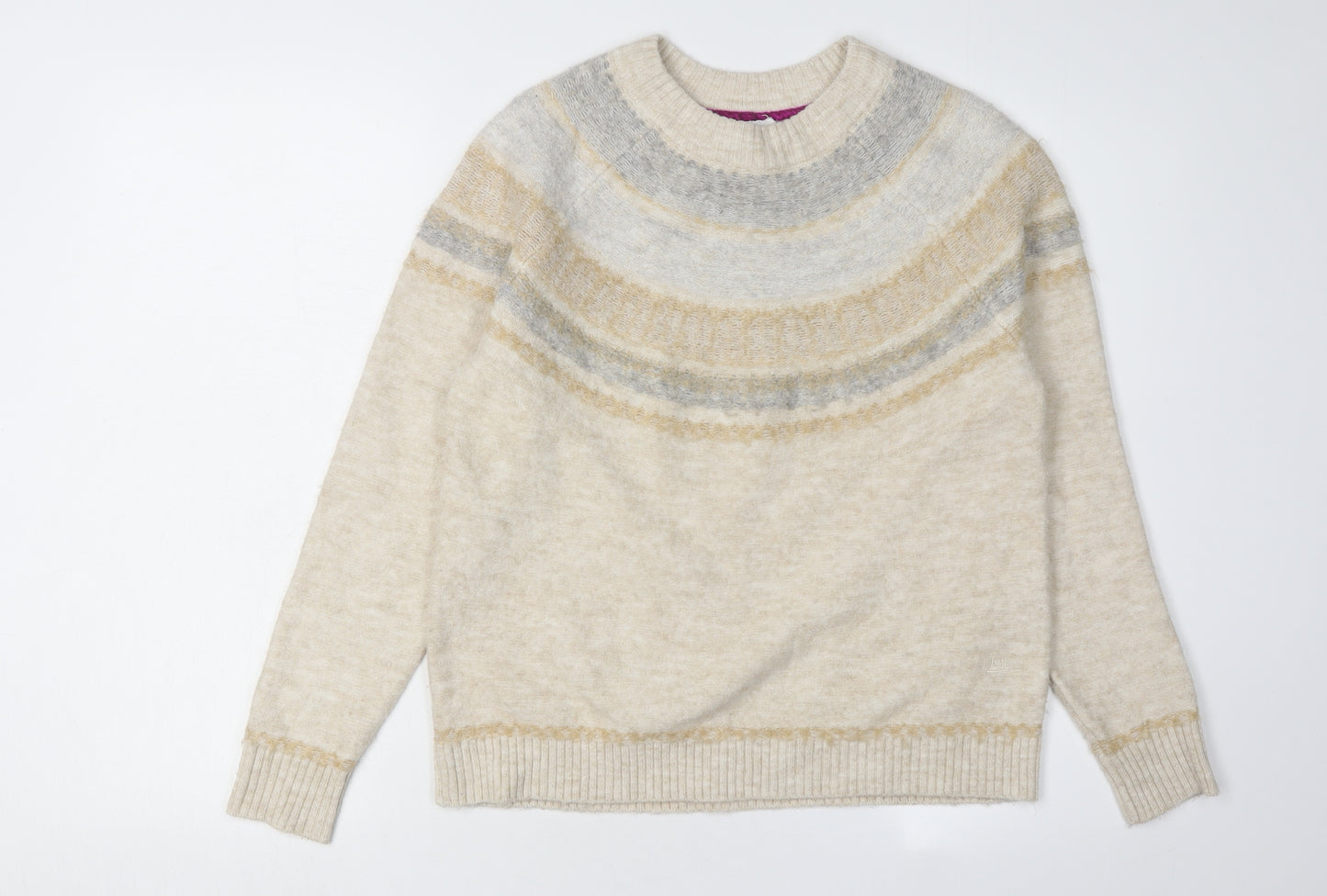 Mantaray Women's Beige Fair Isle Pullover, Size 10