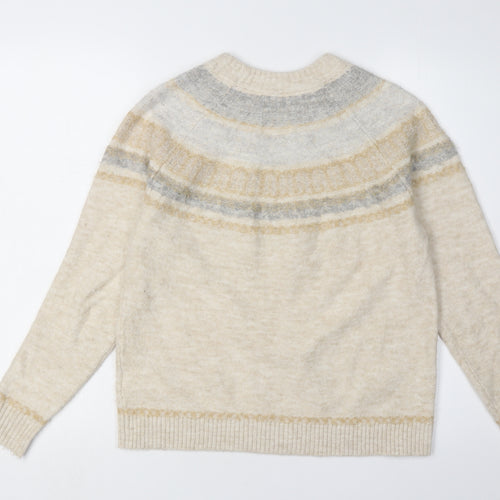 Mantaray Women's Beige Fair Isle Pullover, Size 10