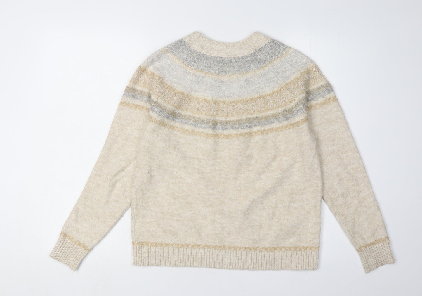 Mantaray Women's Beige Fair Isle Pullover, Size 10