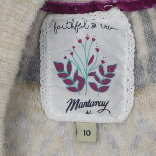 Mantaray Women's Beige Fair Isle Pullover, Size 10