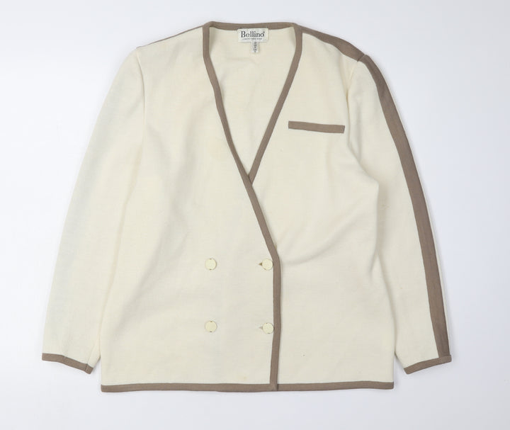 Bellino Women's Ivory V-Neck Cardigan Size 12
