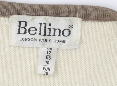 Bellino Women's Ivory V-Neck Cardigan Size 12