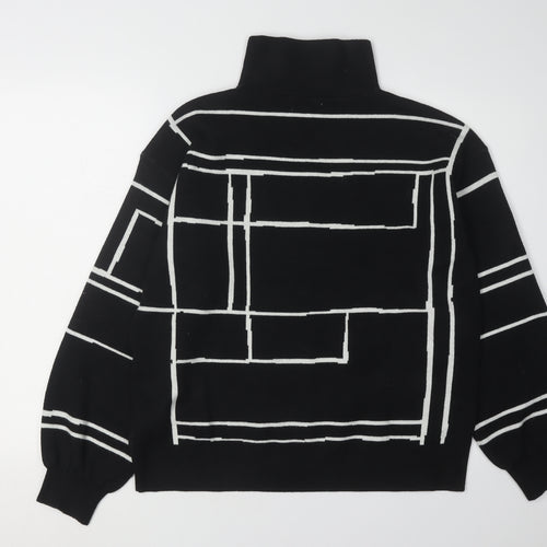 Nine West Women's Black Geometric Full Zip Jumper Size L