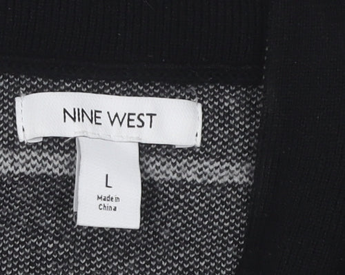 Nine West Women's Black Geometric Full Zip Jumper Size L