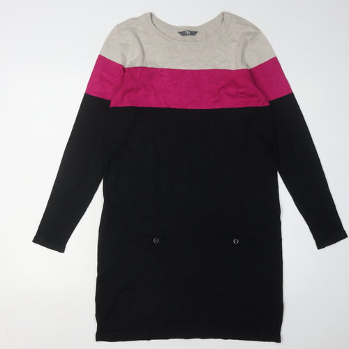 BHS Women's Black Colourblock Knit Dress Size 12