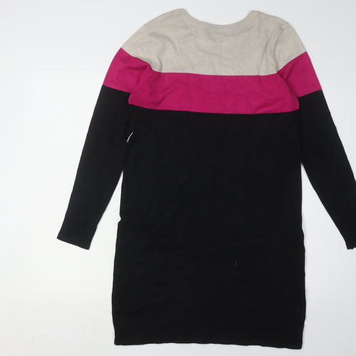 BHS Women's Black Colourblock Knit Dress Size 12
