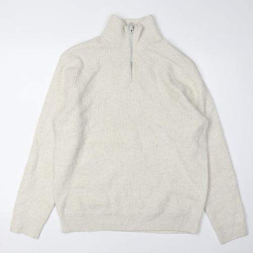 Marks and Spencer Men's Ivory L Full Zip Jumper