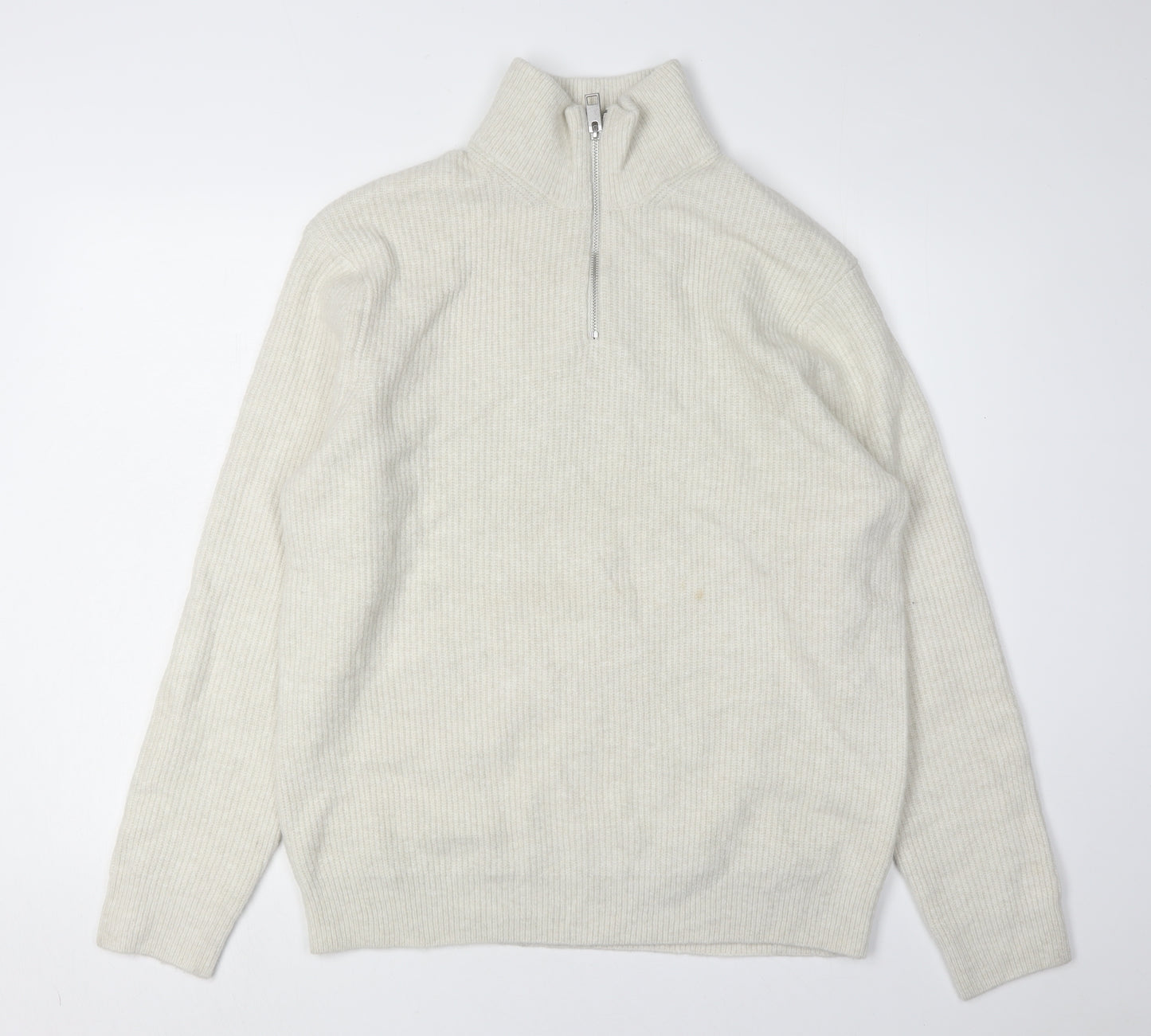Marks and Spencer Men's Ivory L Full Zip Jumper