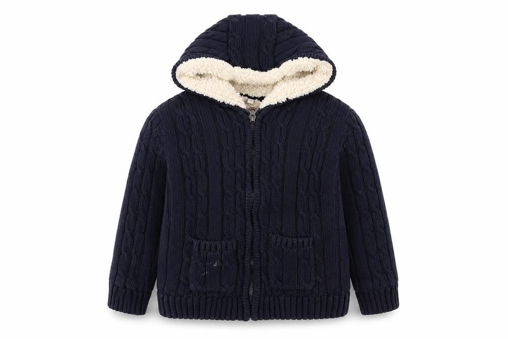Marks and Spencer Boys Blue Cable-Knit Hooded Jumper 5-6 Years
