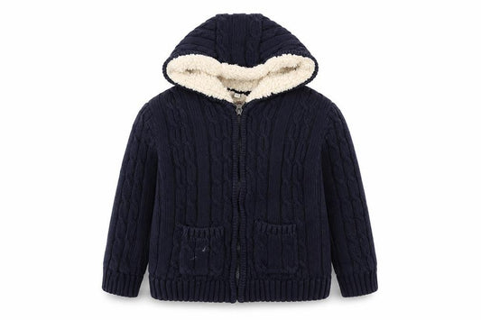 Marks and Spencer Boys Blue Cable-Knit Hooded Jumper 5-6 Years