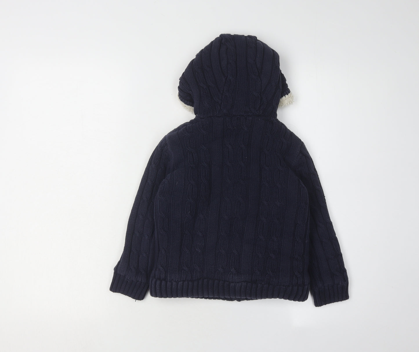 Marks and Spencer Boys Blue Cable-Knit Hooded Jumper 5-6 Years