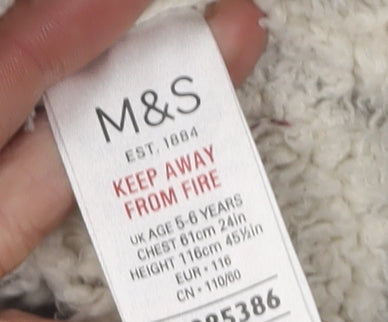 Marks and Spencer Boys Blue Cable-Knit Hooded Jumper 5-6 Years