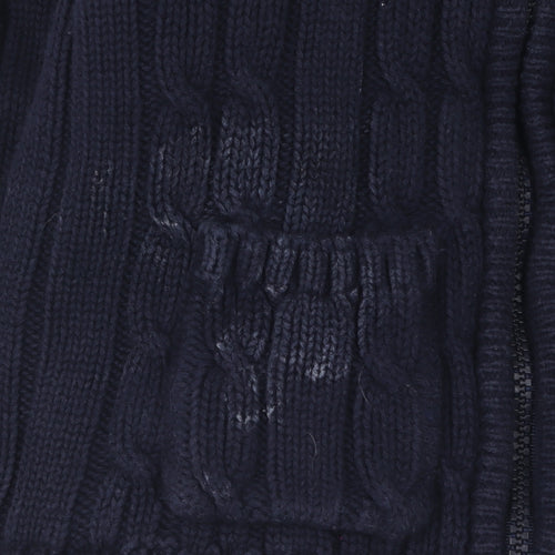 Marks and Spencer Boys Blue Cable-Knit Hooded Jumper 5-6 Years