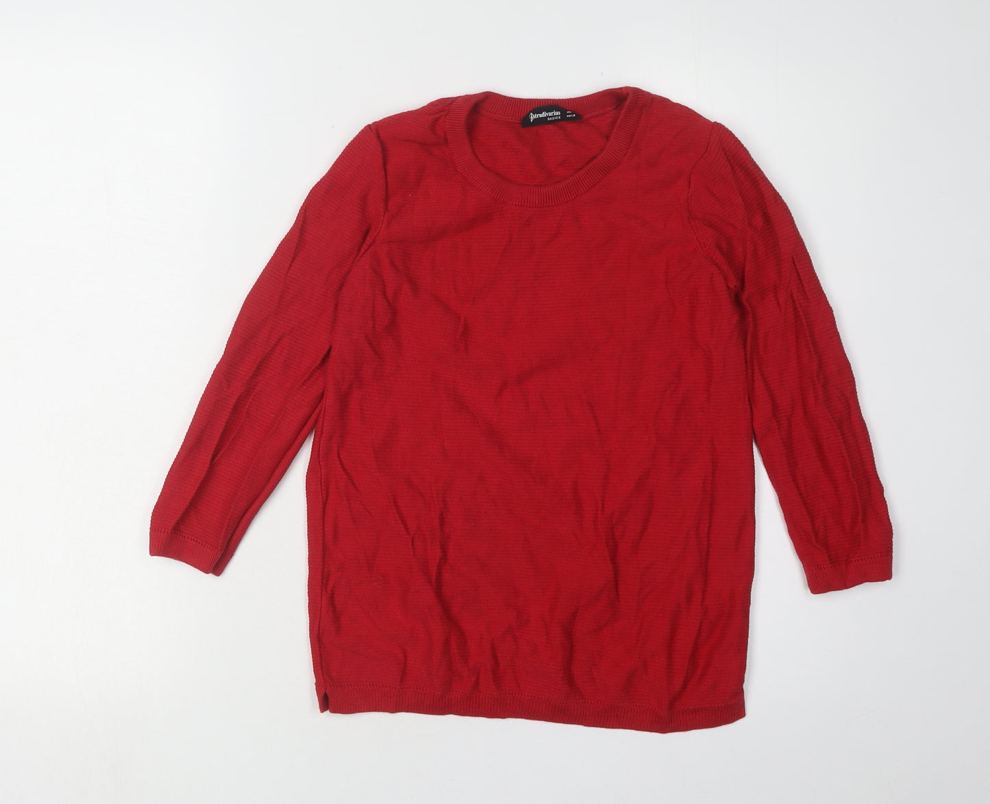Stradivarius Women's Red Pullover Jumper, Size 8, Crew Neck