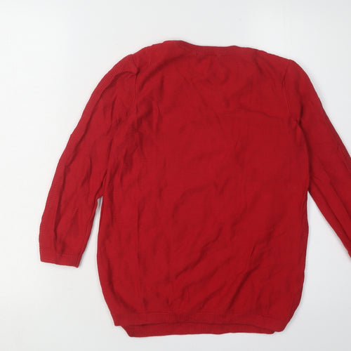 Stradivarius Women's Red Pullover Jumper, Size 8, Crew Neck