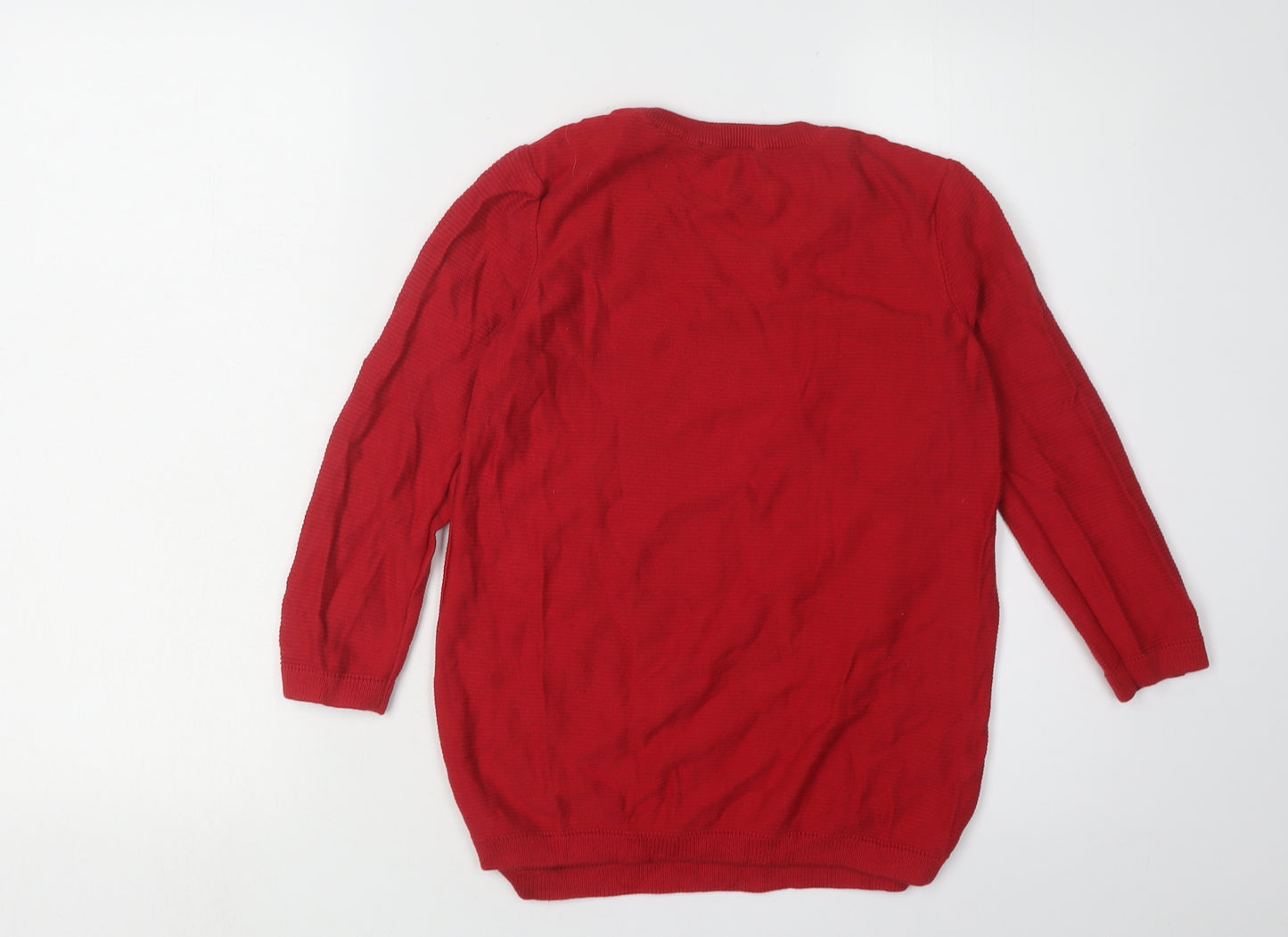 Stradivarius Women's Red Pullover Jumper, Size 8, Crew Neck