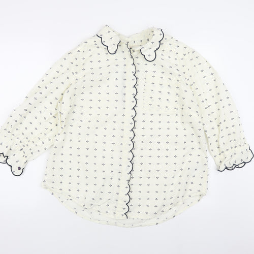Monsoon Women's Ivory Blouse, Size 16, Button Accents