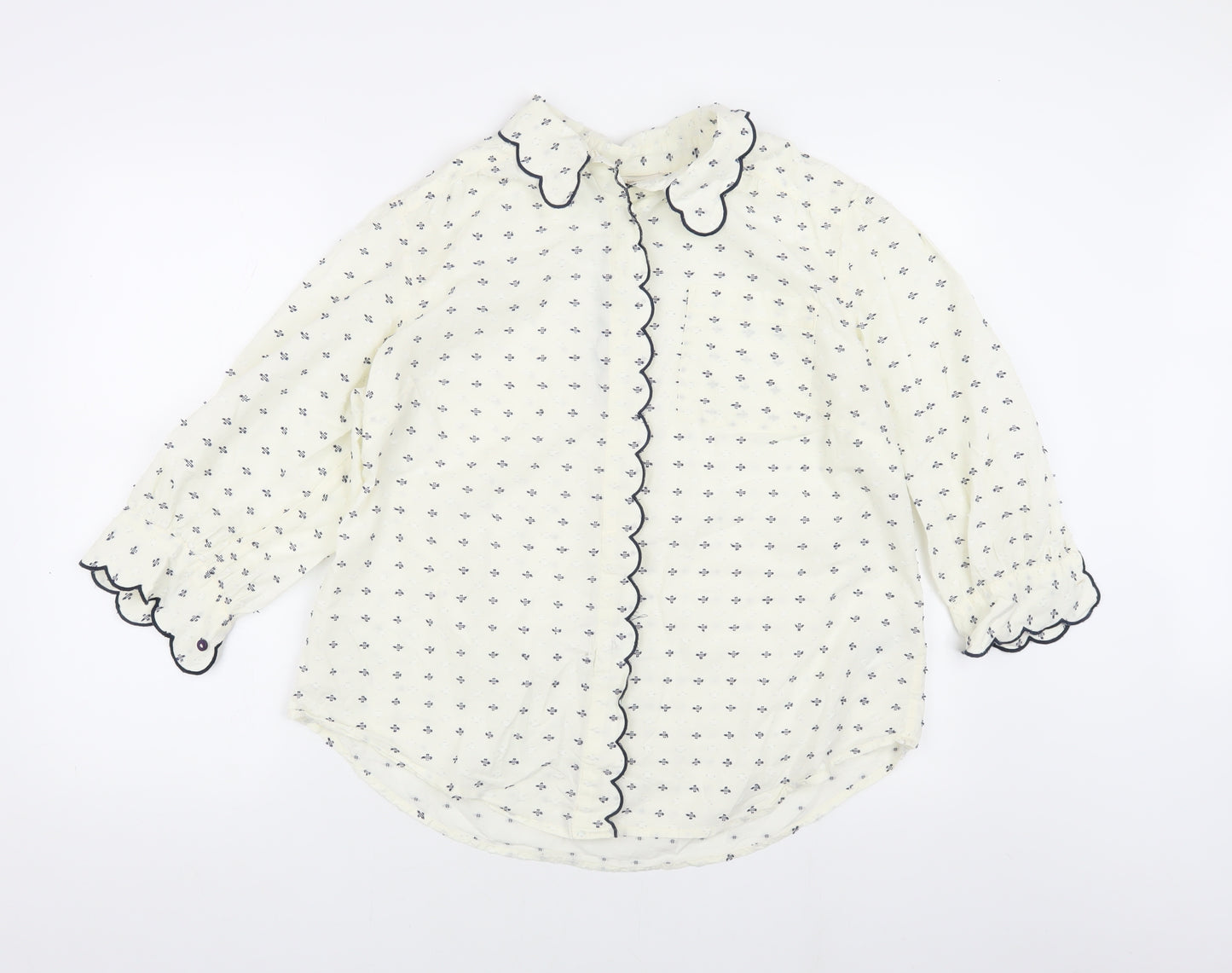 Monsoon Women's Ivory Blouse, Size 16, Button Accents