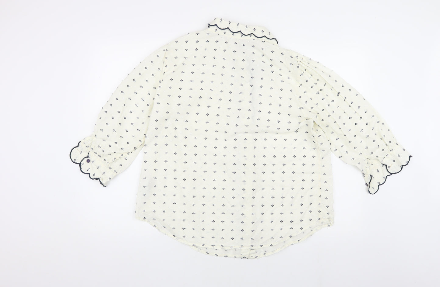 Monsoon Women's Ivory Blouse, Size 16, Button Accents