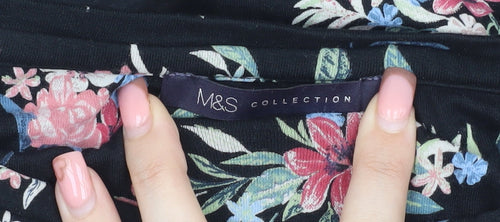 Marks and Spencer Women's Black Floral Tunic Blouse Size 14