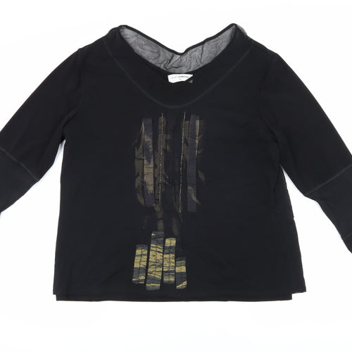 Doris Streich Women's Black V-Neck Top Size 18