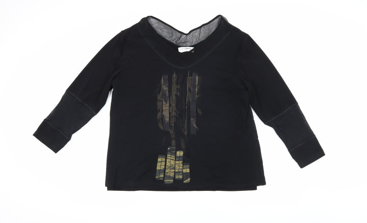 Doris Streich Women's Black V-Neck Top Size 18