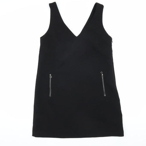EDC Women's Black Pinafore Dress Size 10 with Zip Accents